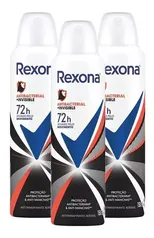 Kit 3 Desodorante Rexona Antibacterial + Invisible 150ml