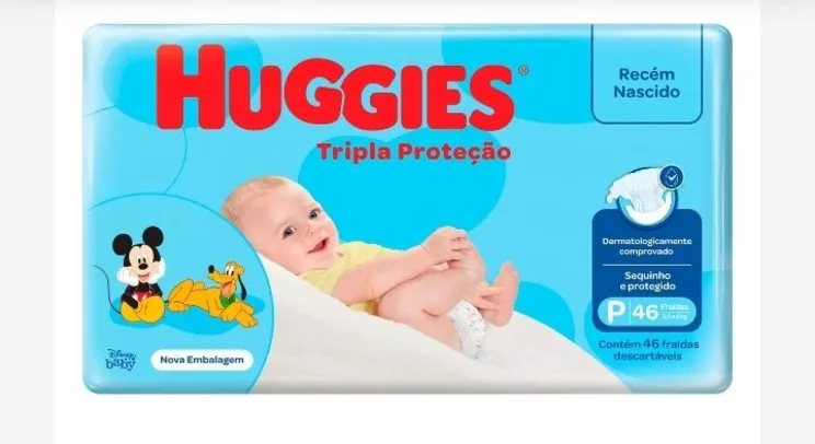 Fralda HUGGIES Tripla Proteção P Pacote 46 Unidades | R$ 20