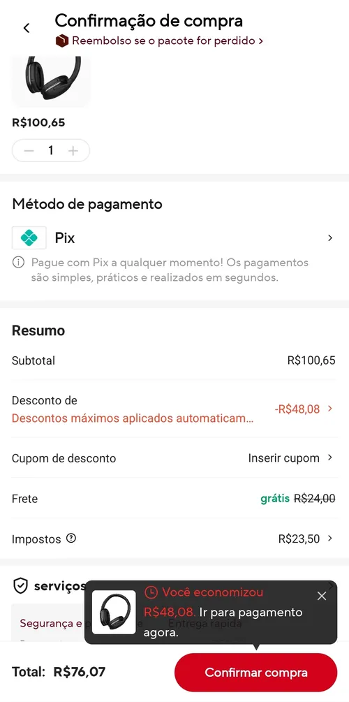 Imagem na descrição da promoção