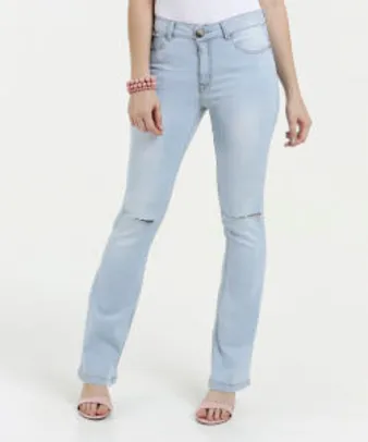 Calça Feminina Jeans Flare Rasgos Five | R$54