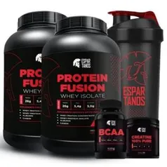 Kit 2x Whey Protein Fusion + Bcaa + Creatina + Shaker - R$116