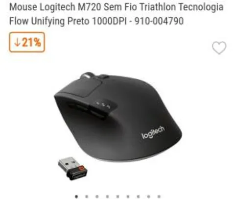 Mouse 8 botões Logitech M720 sem fio Triathlon Unifying | R$199