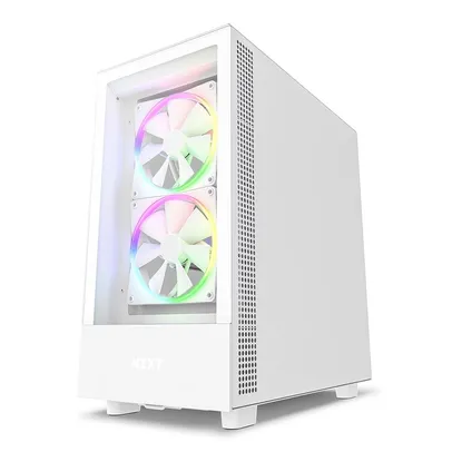 Gabinete NZXT H5 Elite Compact, Mid Tower, RGB, ATX, Lateral  e Frontal em Vidro Temperado, 3x Cooler Fan, Branco - CC-H51EW-01