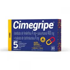 Cimegripe Cloridrato Fenillefrina 4mg + Paracetamol 400mg + Maleato de Clorfeniramina 4mg 20 cápsula