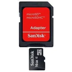 [Casas Bahia] Cartão de Memória Sandisk Micro SD - Classe 4 + Adaptador - 16GB - R$ 29,00