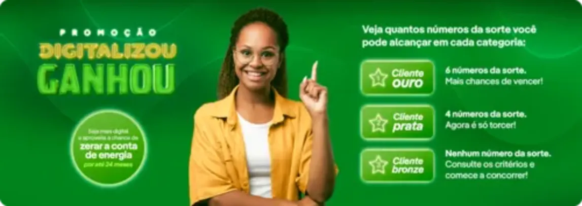 Promoção Neoenergia Digitalizou Ganhou - Concorra a Créditos Mensais de R$ 500 na fatura e a Prêmios Finais de R$ 5 mil para zerar sua conta