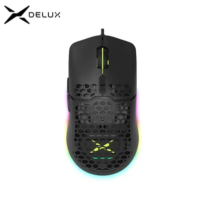 [Taxa inclusa/Moedas] Mouse Delux-M700A Lightweight RGB Branco/Preto