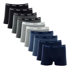 Kit Cuecas Boxer Masculina Algodão 10 Peças Lisa Mash