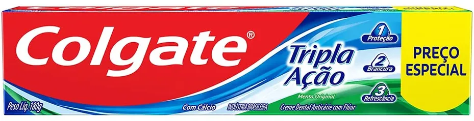 [PRIME/REC/10 UNID] Creme Dental Colgate Tripla Ação Menta Original 180g | R$2,46