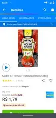 [Cliente ouro + APP] Molho de tomate Heinz por R$ 1,79