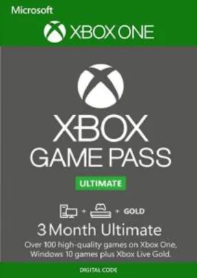 3 meses de Xbox Game Pass Ultimate Xbox One / PC R$ 85