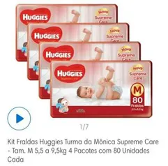 Kit Fraldas Huggies Turma da Mônica Supreme Care - Tam. M - 320unid.- R$176