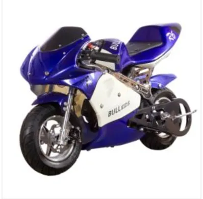 Mini Moto à Gasolina 49cc Motor 2 Tempos Velocidade Máxima 30Km/h Bull Motors BKR6 Azul