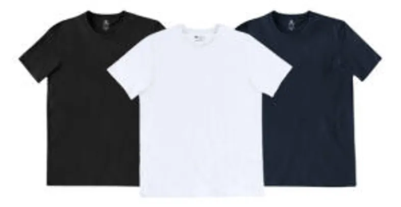 Kit 3 Camisetas Masculinas Preto Branco Marinho G Hering | R$40