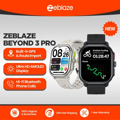 Smartwatch Zeblaze-Beyond 3 Pro, GPS integrado, importação de rotas, display AMOLED, fazer/receber chamadas telefônicas, novo, 2,15