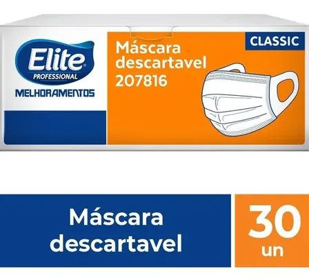 Máscara De Proteção Descartável Elite Classic 30 Unidades