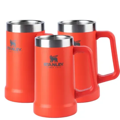 [Com Cashback do Pelando R$ 198] Kit 3 Canecas Térmicas de Cerveja Flame Red Stanley | 709ML