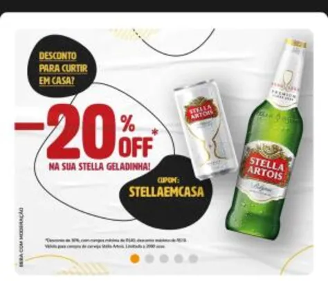 20% off em cerveja Stella Artois (só RJ)