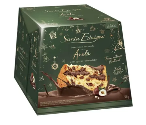 Panettone Recheado Gotas de Avelã com Gotas de Chocolate Santa Edwiges 500g