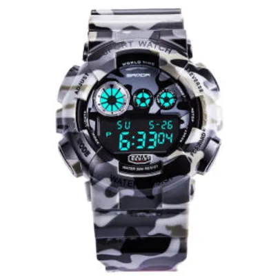SANDA 289 Digital Assistir Camouflage Style Military Waterproof Men Esporte Relógio de pulso - R$39