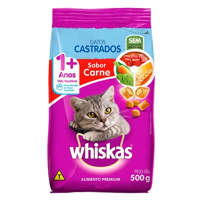 Ração Whiskas Carne para Gatos Adultos Castrados 500 g