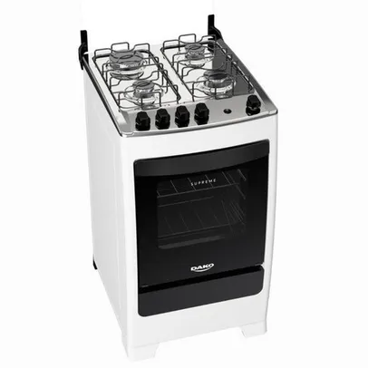 Fogão a Gás de Piso 4 Bocas Dako Supreme, Mesa de Inox, Branco