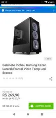 Gabinete Pichau Gaming Kazan Lateral/Frontal Vidro Temp | R$ 270