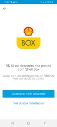 R$ 10 Desconto nos postos com Shell Box