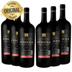 Kit: 6 Vinho Nacional Pérgola Tinto Suave Garrafa 1 Litro