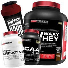 Kit Waxy Whey 2kg Chocolate + BCAA + Creatina + Coqueteleira - Bodybuilders