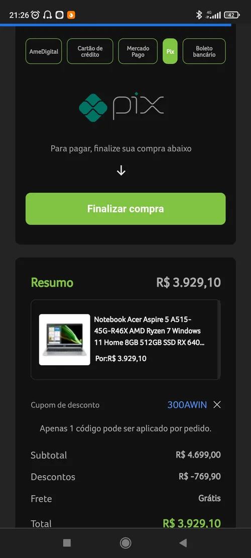 Imagem na descrição da promoção