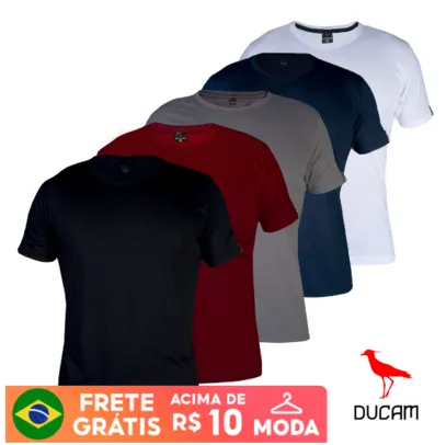 Kit 5 Camisetas Masculina Lisas Algodão