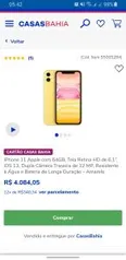 iPhone 11 Apple com 64GB, Tela Retina HD de 6,1 | R$4.084