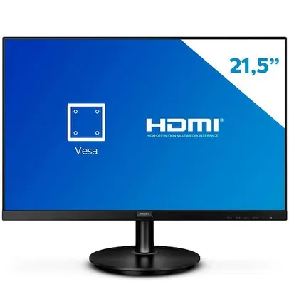 Monitor Philips Led 221V8L 21.5`` Full HD 75hz 4ms Vga Hdmi Vesa Preto Bivolt Borda Infinita