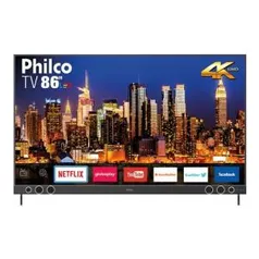 Smart TV LED 86" Philco PTV86P50SNSG Ultra HD 4k com Soundbar 4HDMI 2USB Wi-Fi 60Hz - Titânio