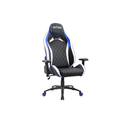 Cadeira Gamer Pctop Premium Azul Branco E Preto - Reclinável