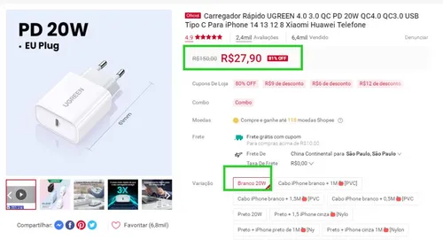 Imagem na descrição da promoção