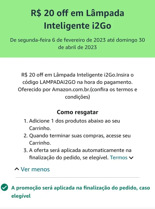 Imagem na descrição da promoção