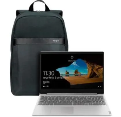 Notebook Lenovo Ideapad S145 AMD R7 8GB W10 SSD 256GB 15.6 + Mochila Targus Geolite Essential 15,6" | R$3515