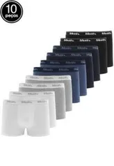 Kit 10pçs Cueca MASH Boxer Básica Preta/Azul/Branca - R$120