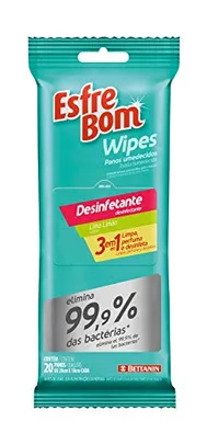 Wipes Pano Desinfetante de Limpeza Umedecido, Flowpack com 20 panos, Esfrebom, EsfreBom, Verde