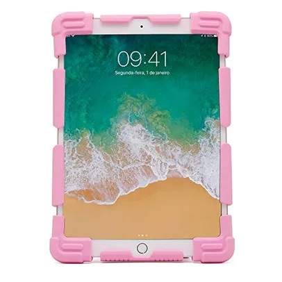 Geonav Capa Universal protetora para tablets 9-12 polegadas, Silicone, antichoque, base de apoio, UN912P, Rosa