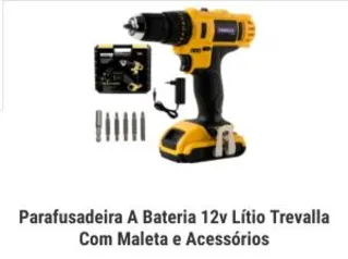 Parafusadeira A Bateria 12V Lítio Trevalla Com Maleta E Acessórios | R$185