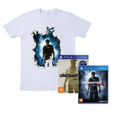 Uncharted Collection + Uncharted 4 (PS4) e Camisa G por apenas R$ 161,91