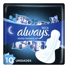 Absorvente Noturno Always Noites Tranquilas Seca Com Abas Hiper Longo 10 Unidades