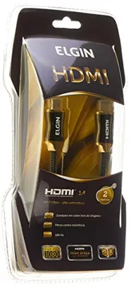 Cabo Premium HDMI-HDMI com Filtro e Conector Banhado a Ouro de 2 Metros, Elgin | R$50