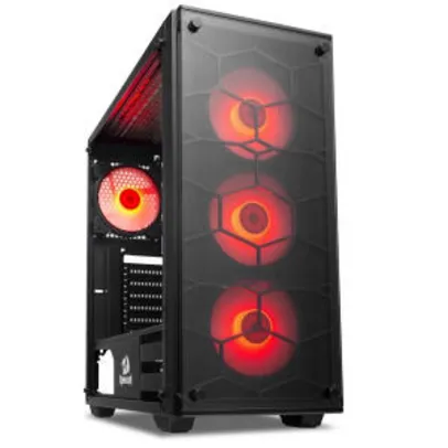 Gabinete Redragon Wheeljack Preto ATX com 4 fans vermelho