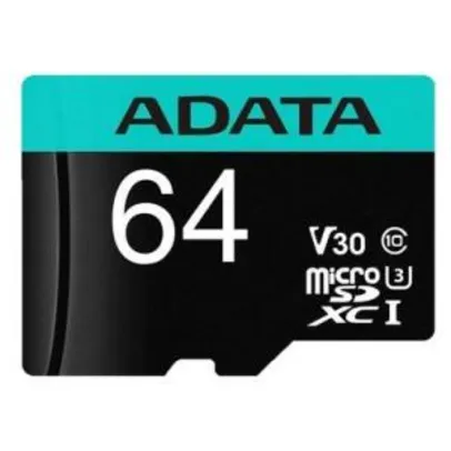 Cartão de Memória Adata MicroSDHC 64 GB Classe 10 "XC" V30 com Adaptador | R$80
