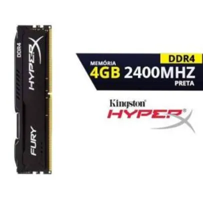 Memória Kingston HyperX FURY 4GB 2400Mhz DDR4 CL15 Black - HX424C15FB/4 | R$160