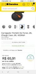 Carregador Portátil De Fones JBL Charge Case JBL 400Mah por R$ 66